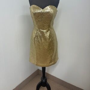 Shail K. Strapless Gold Sequin Mini Dress Size 6 | Style KK3803 | Cocktail Party